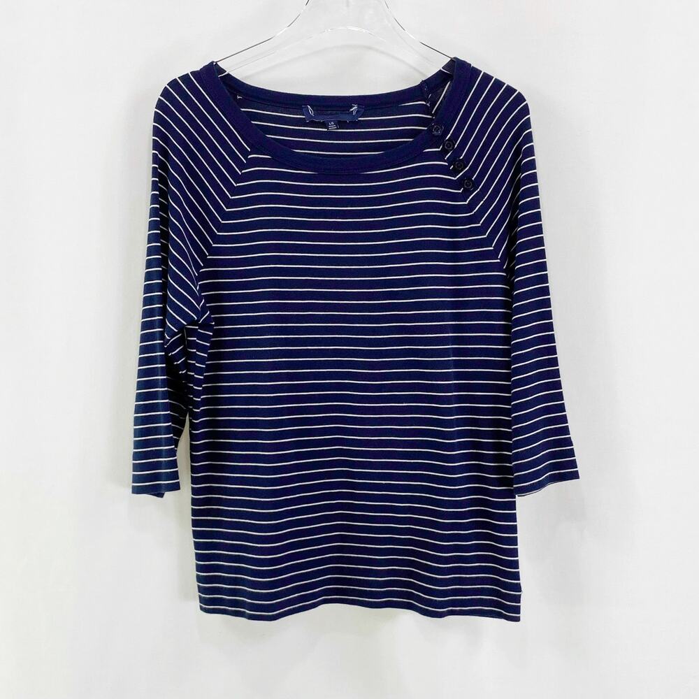 Ralph Lauren Navy and White Striped Long Sleeve Tee